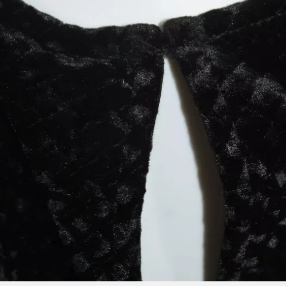 Burnout velvet black puff sleeve dress 6 S M cy - Picture 6 of 8